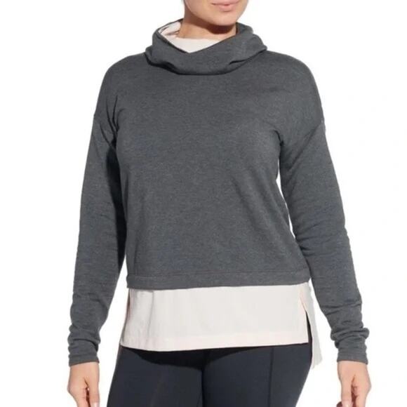 CALIA Effortless Mixed Media Hoodie Dark Heather Gray XS - Picture 1 of 7